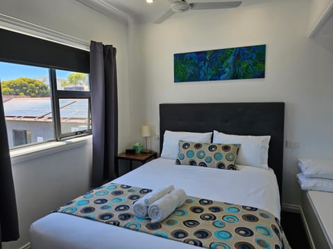 Photo of the whole room, Bedroom, fireplace, towels
