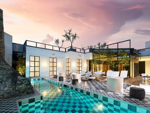 Swimming pool, Entertainment, Sunset