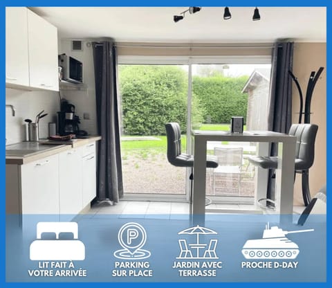 Kitchen or kitchenette, Dining area, Text overlay, toaster