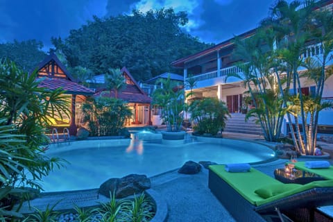 Property building, Night, Garden, Pool view, Swimming pool