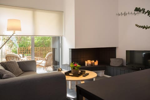 Living room, Seating area, Garden view