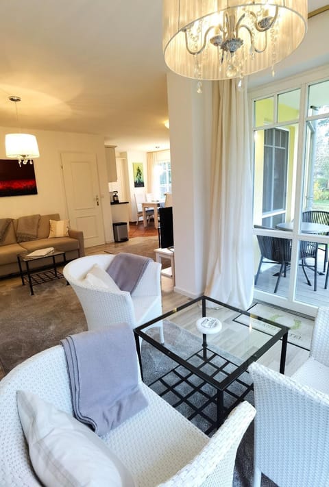 Living room, Seating area, Garden view