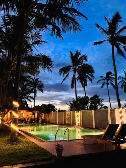 Night, Garden, Pool view, Swimming pool