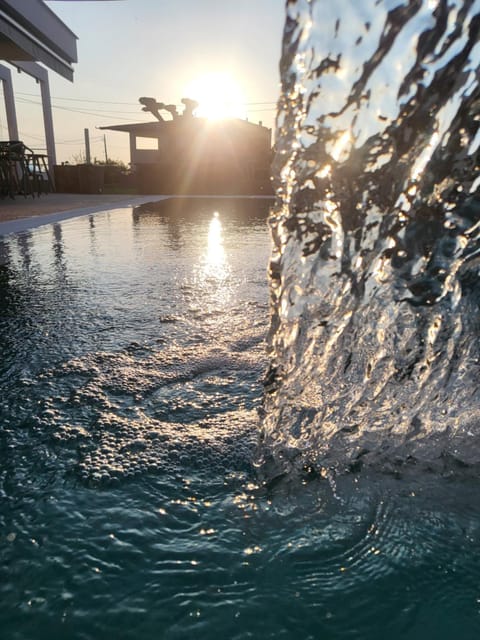 Natural landscape, Pool view, Swimming pool, Sunset