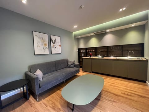 Coffee/tea facilities, Kitchen or kitchenette, Living room, Seating area