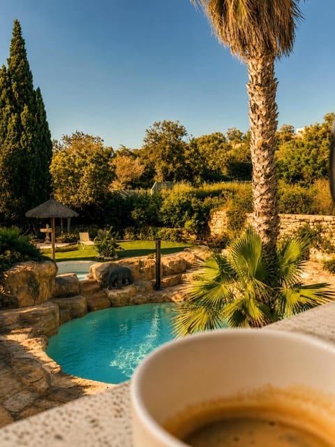 Day, Natural landscape, Garden, Garden view, Pool view, Swimming pool