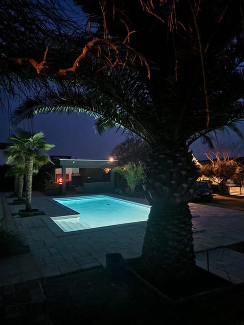 Night, Pool view, Swimming pool