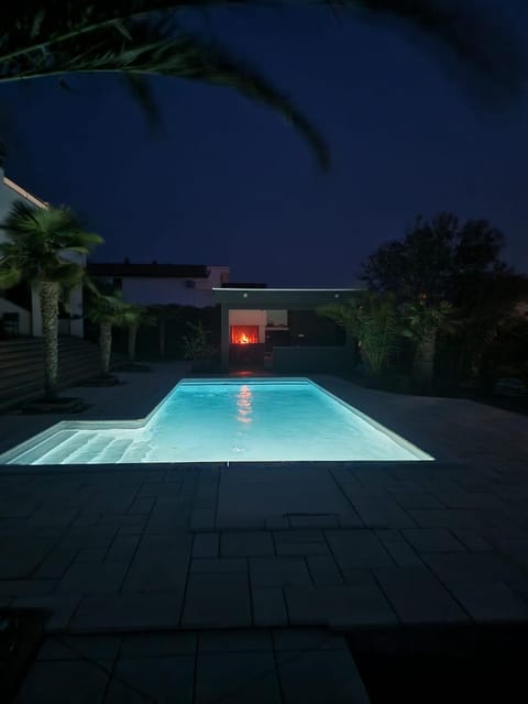 Night, Pool view, Swimming pool