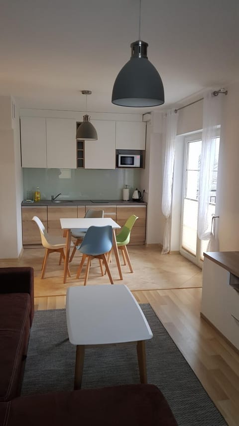 Kitchen or kitchenette, Living room, Seating area, Dining area