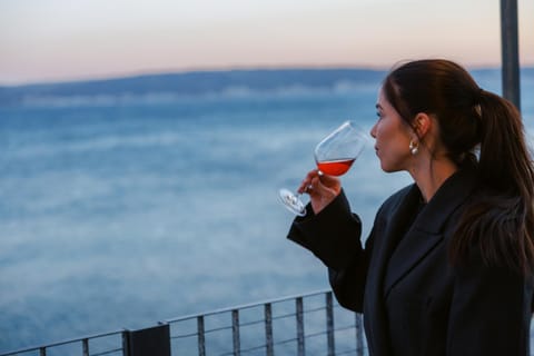 Restaurant/places to eat, Balcony/Terrace, Sea view, Sunset