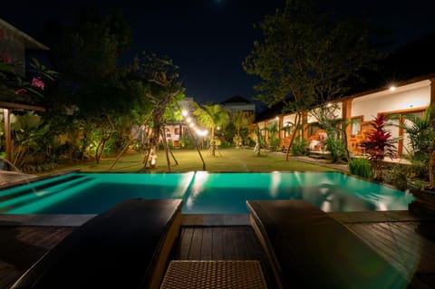 Night, Pool view, Swimming pool