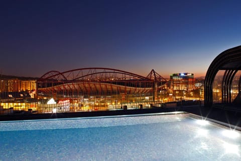 Night, City view, Pool view, Swimming pool, Sunset
