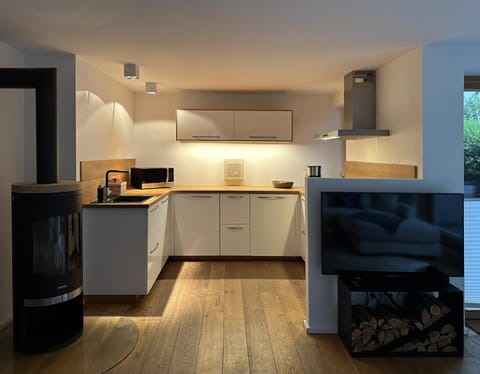 Kitchen or kitchenette, dishwasher, oven, stove