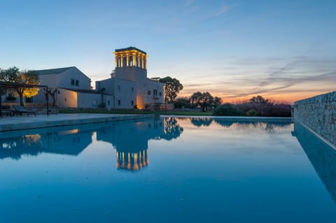 Property building, Swimming pool, Sunset