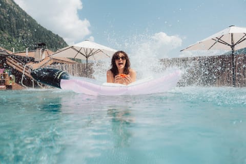 People, Natural landscape, Mountain view, Pool view, Swimming pool