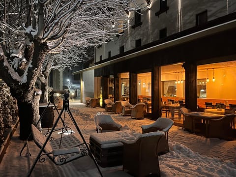 Property building, Night, Winter