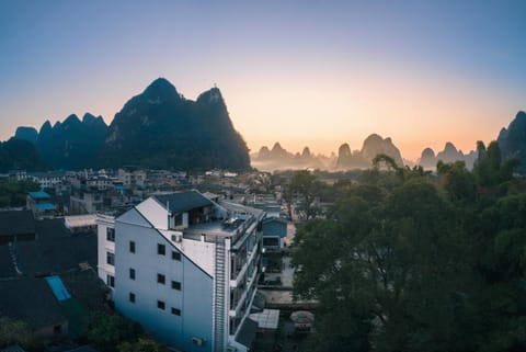 Off site, Bird's eye view, Sunset
