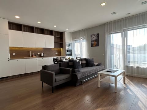 Kitchen or kitchenette, Living room, Dining area