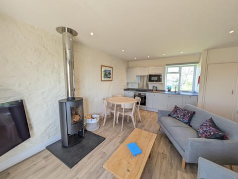 Living room, Dining area, fireplace, pet friendly