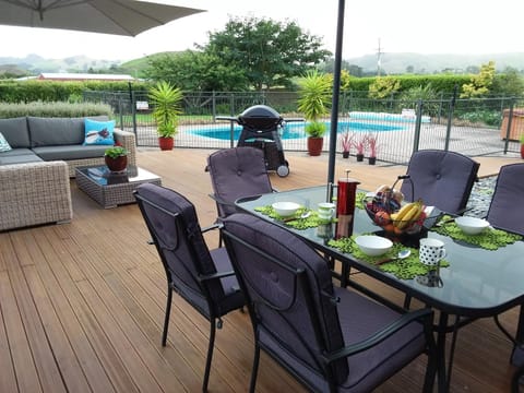 Patio, BBQ facilities, Balcony/Terrace, Swimming pool, Internal: Not applicable to any particular room