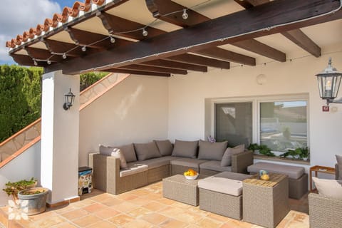 Property building, Patio, Day, View (from property/room), Balcony/Terrace, Living room, Seating area