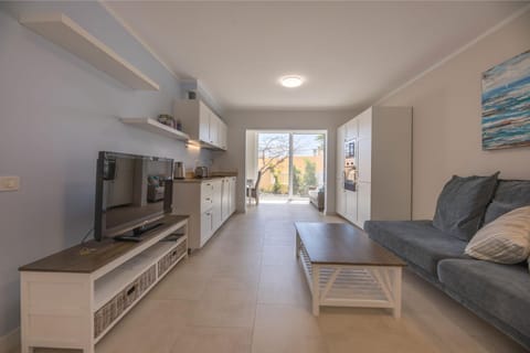 TV and multimedia, Kitchen or kitchenette, Living room, Photo of the whole room, Garden view