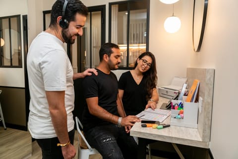 Seating area, group of guests
