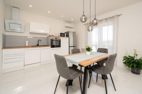 Kitchen or kitchenette, Dining area, dishwasher, stove