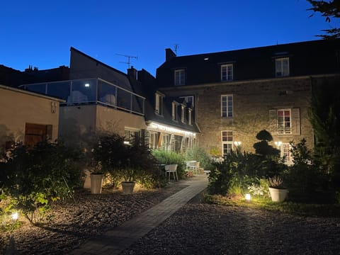 Property building, Night, Garden, Garden view