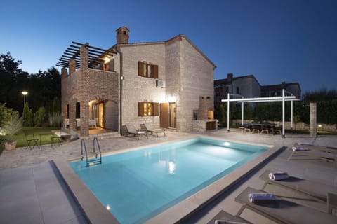 Property building, Night, Swimming pool