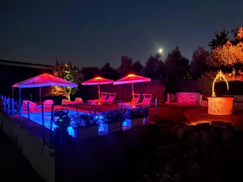 Night, Pool view, Swimming pool