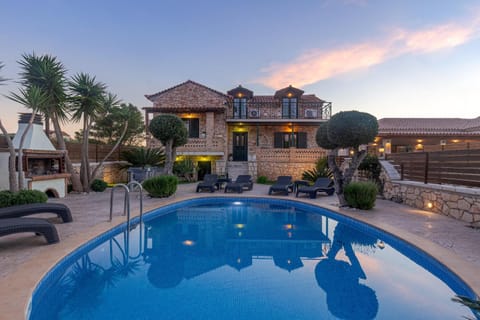 Property building, Swimming pool, Sunset