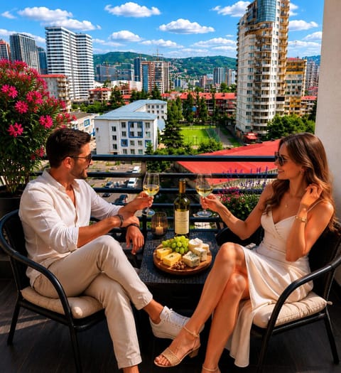 Patio, Day, People, View (from property/room), Balcony/Terrace, Guests, City view, Mountain view