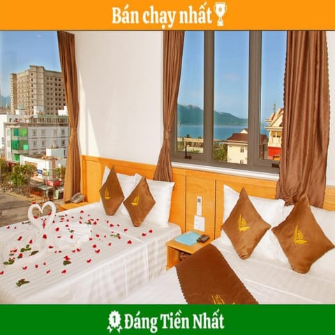 Bed, Natural landscape, Bedroom, Sea view