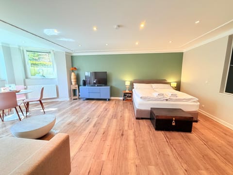 Bed, TV and multimedia, Living room, Photo of the whole room, Seating area, Bedroom, towels