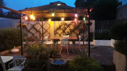 Patio, Night, Seating area