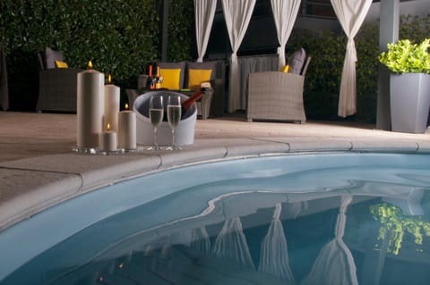 Property building, Patio, Pool view, Swimming pool
