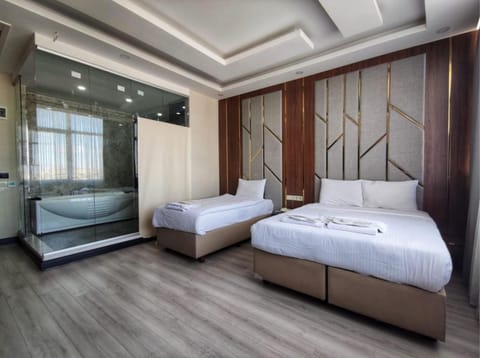 Bed, Photo of the whole room, Bedroom, towels