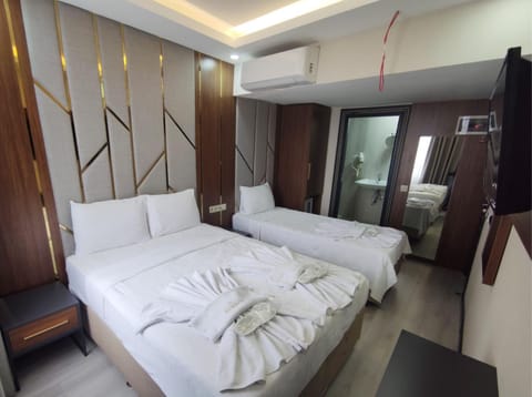 Bed, Photo of the whole room, Bedroom, towels, wardrobe, air conditioner