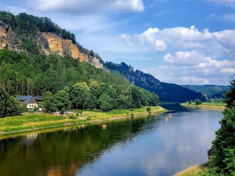 Nearby landmark, Spring, Day, Natural landscape, Mountain view, River view