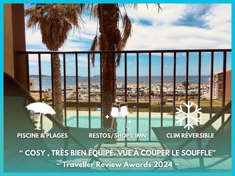 Balcony/Terrace, Pool view, Sea view