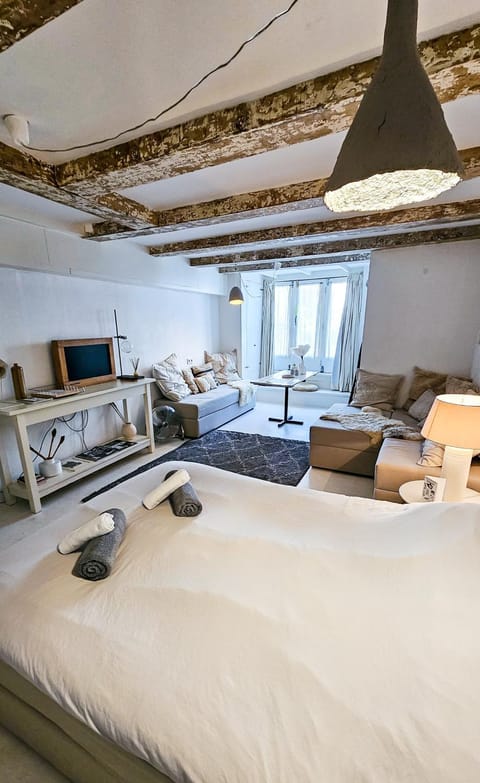 Bed, TV and multimedia, Living room, Photo of the whole room, Seating area, Dining area, Bedroom