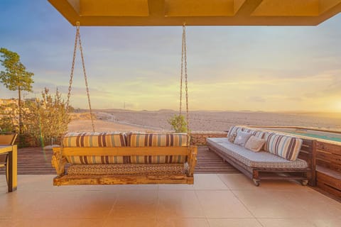 Patio, Summer, Garden, Balcony/Terrace, Seating area, Pool view, Swimming pool, Swimming pool, Sunset