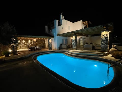Property building, Night, Swimming pool