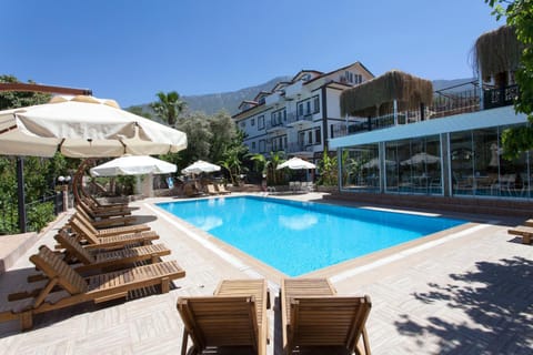 Swimming pool, sunbed