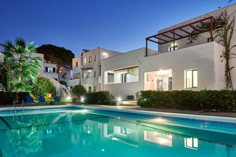 Property building, Night, Swimming pool