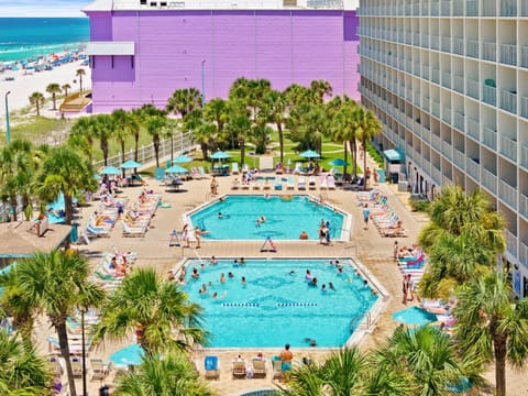 Property building, Day, People, Natural landscape, Bird's eye view, Beach, Pool view, Sea view, Swimming pool, Location, group of guests, sunbed