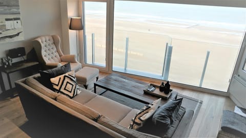 Living room, Seating area, Beach, Sea view