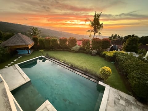 Natural landscape, Mountain view, Pool view, Swimming pool, Sunset