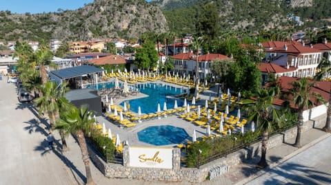 Property building, Nearby landmark, Spring, Day, Natural landscape, Bird's eye view, Mountain view, Pool view, Swimming pool, Swimming pool, Location